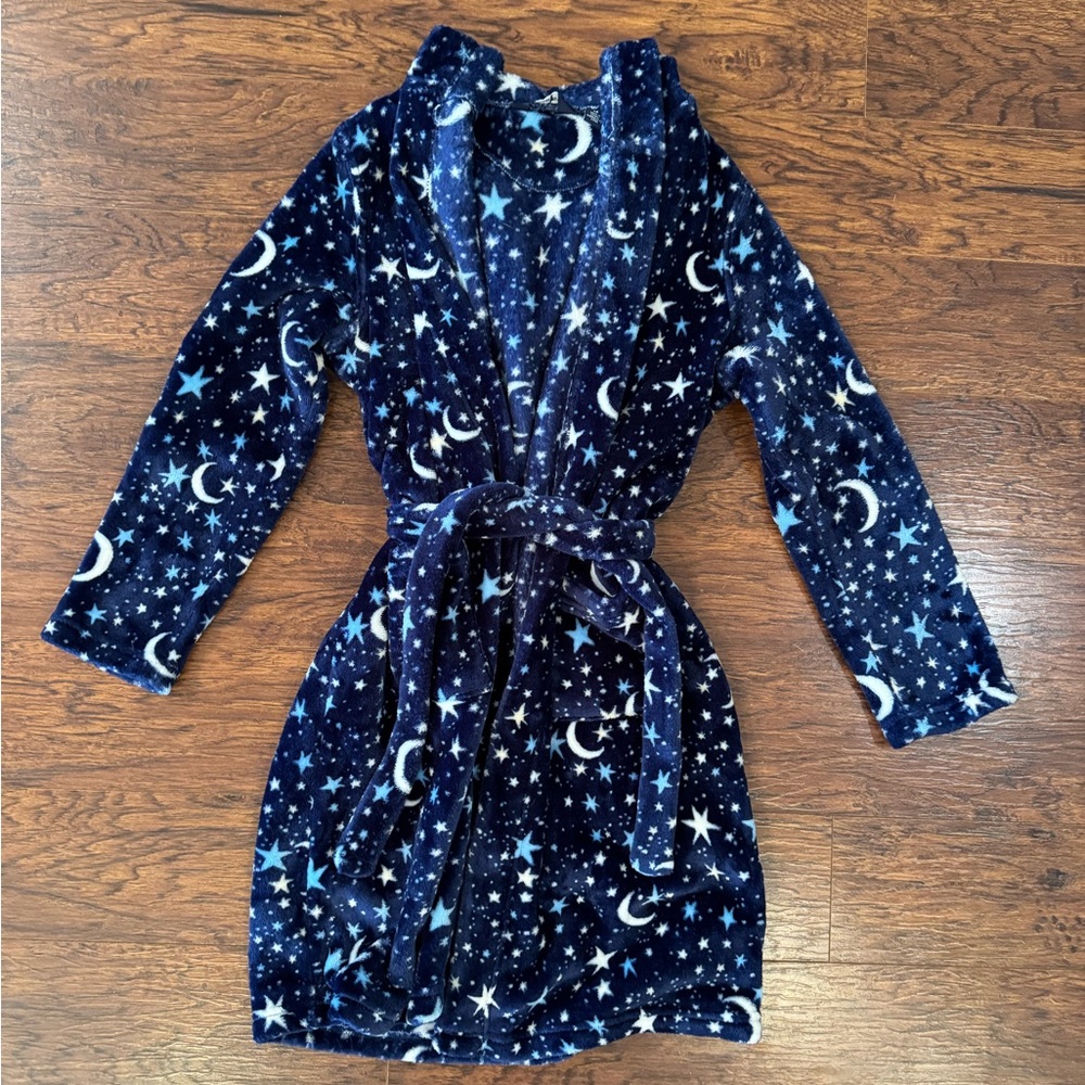 Lands' End Kids Navy Star & Moon Plush Robe